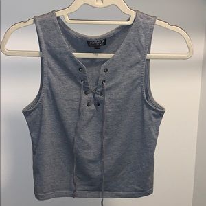 Topshop gray tie front crop top